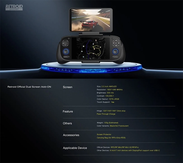 Retroid Pocket Dual Screen Add-ON hiển thị concept chơi game di động như PS5 Portable