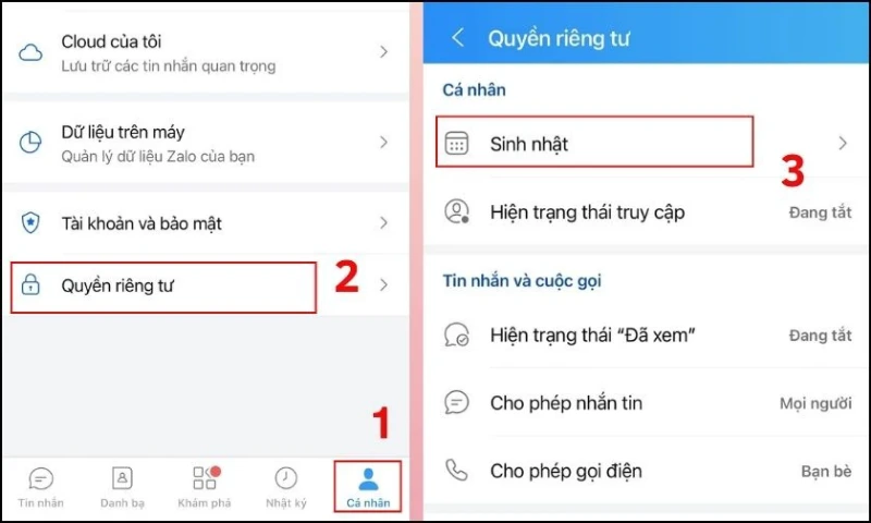 Tùy chọn quyền riêng tư trong Zalo: ẩn ảnh đại diện, ngày sinh, trạng thái online