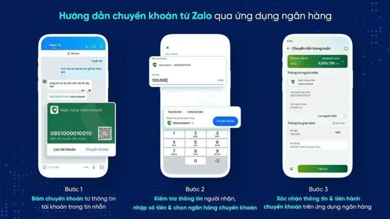 Cách chuyển khoản qua tin nhắn Zalo bằng ứng dụng ngân hàng